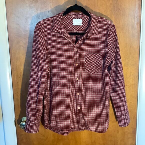 J. Crew EUC Classic fit pink and brown long sleeve flannel shirt Size 10 - Picture 1 of 5
